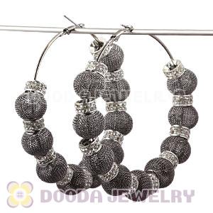 80mm Basketball Wives Mesh Hoop Earrings With Spacer Beads Wholesale