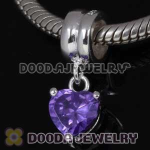 925 Sterling Silver Jewelry Charms Dangle Purple Heart Stone