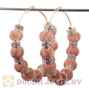 80mm Basketball Wives Mesh Hoop Earrings With Spacer Beads Wholesale