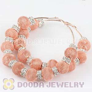 80mm Basketball Wives Mesh Hoop Earrings With Spacer Beads Wholesale