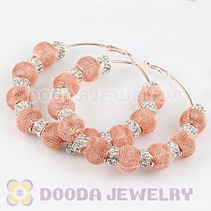 80mm Basketball Wives Mesh Hoop Earrings With Spacer Beads Wholesale