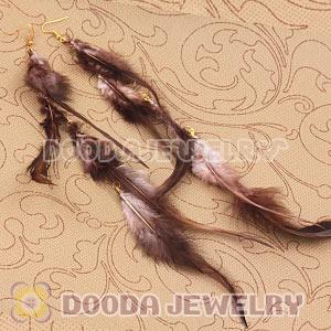 Fashion Orange Extra Long Feather Earrings Wholesale