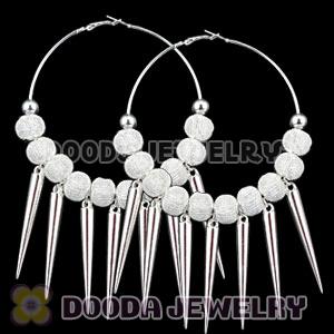 80mm Silver Basketball Wives Spike Hoop Earrings Wholesale