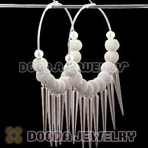 80mm White Basketball Wives Spike Hoop Earrings Wholesale
