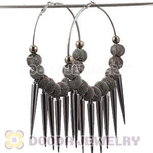 80mm Gun Black Basketball Wives Spike Hoop Earrings Wholesale