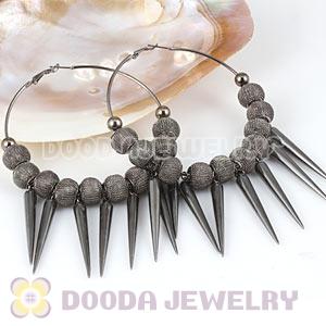 80mm Gun Black Basketball Wives Spike Hoop Earrings Wholesale