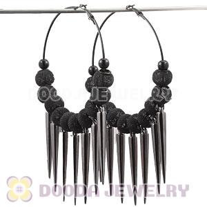 80mm Black Basketball Wives Spike Hoop Earrings Wholesale