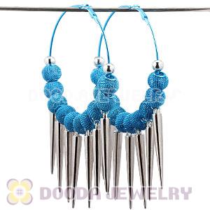 80mm Blue Basketball Wives Spike Hoop Earrings Wholesale