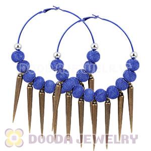 80mm Blue Basketball Wives Spike Hoop Earrings Wholesale