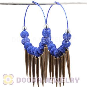 80mm Blue Basketball Wives Spike Hoop Earrings Wholesale