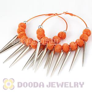 80mm Orange Basketball Wives Spike Hoop Earrings Wholesale