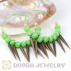 80mm Green Basketball Wives Spike Hoop Earrings Wholesale