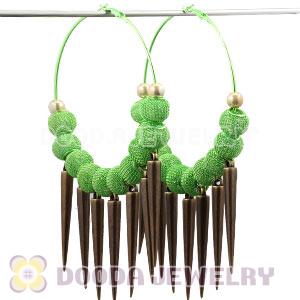 80mm Green Basketball Wives Spike Hoop Earrings Wholesale