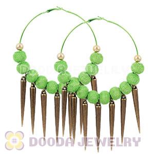 80mm Green Basketball Wives Spike Hoop Earrings Wholesale