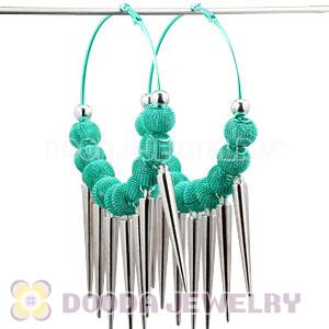 80mm Blue Basketball Wives Spike Hoop Earrings Wholesale