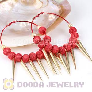 80mm Red Basketball Wives Spike Hoop Earrings Wholesale