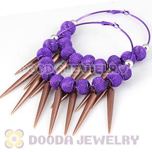 80mm Purple Basketball Wives Spike Hoop Earrings Wholesale