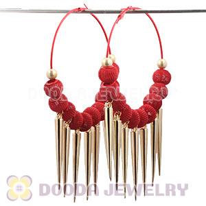 80mm Red Basketball Wives Spike Hoop Earrings Wholesale