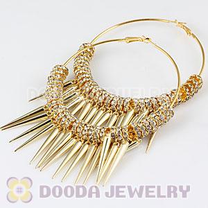 80mm Gold Basketball Wives Spike Hoop Earrings Wholesale