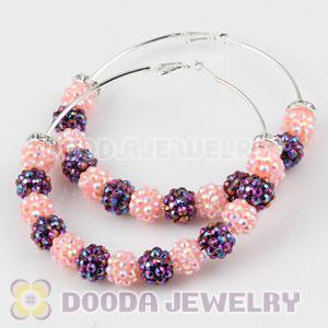 80mm Resin Crystal Basketball Wives Hoop Earrings Wholesale