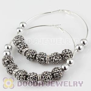 80mm Basketball Wives Resin Crystal Hoop Earrings Wholesale