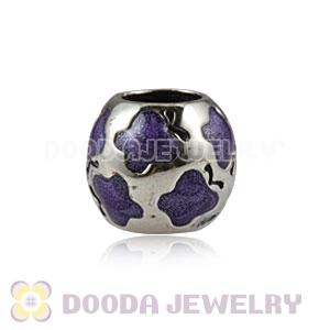 925 Sterling Silver European Butterfly Bead with Purple Enamel 