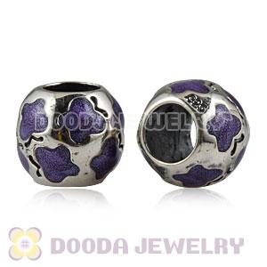 925 Sterling Silver Butterfly Charms with Purple Enamel