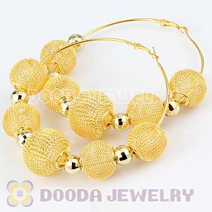 80mm Gold Basketball Wives Mesh Hoop Earrings Wholesale