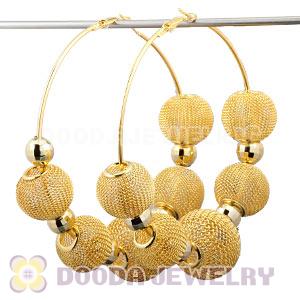80mm Gold Basketball Wives Mesh Hoop Earrings Wholesale