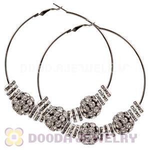 80mm Basketball Wives Hoop Earrings With Crystal Ball Beads 