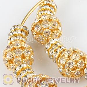 80mm Gold Basketball Wives Hoop Earrings With Crystal Ball Beads 