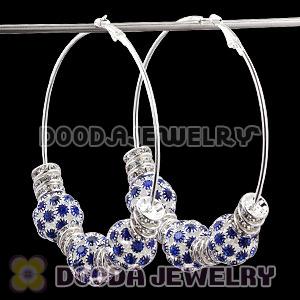 80mm Basketball Wives Hoop Earrings With Crystal Ball Beads 