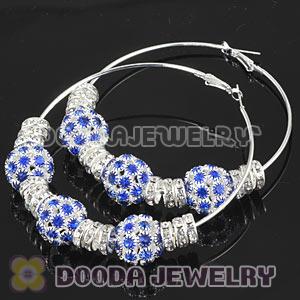 80mm Basketball Wives Hoop Earrings With Crystal Ball Beads 