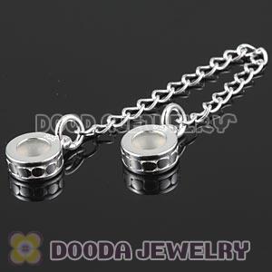 Solid Sterling Silver European Stopper Beads with Safety Chain