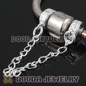 Solid Sterling Silver European Stopper Beads with Safety Chain