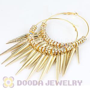70mm Gold Basketball Wives Spike Hoop Earrings Wholesale