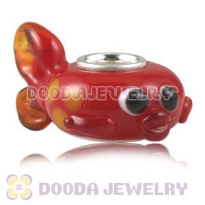 Fish glass beads in 925 silver core European compatible