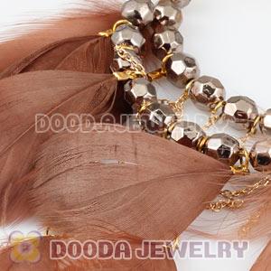Brown Basketball Wives Feather Hoop Earrings With Beads Wholesale