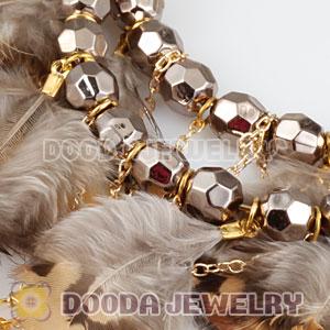 Grizzly Basketball Wives Feather Hoop Earrings With Beads Wholesale