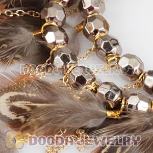 Grizzly Basketball Wives Feather Hoop Earrings With Beads Wholesale