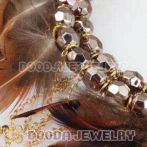 Grizzly Basketball Wives Feather Hoop Earrings With Beads Wholesale