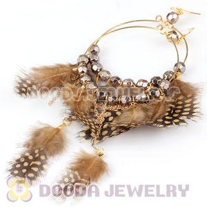 Basketball Wives Feather Hoop Earrings With Beads Wholesale