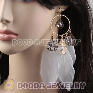 White Basketball Wives Feather Hoop Earrings Wholesale