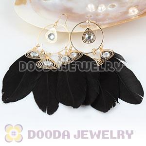 Black Basketball Wives Feather Hoop Earrings Wholesale
