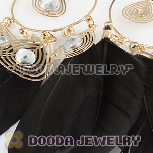 Black Basketball Wives Feather Hoop Earrings Wholesale