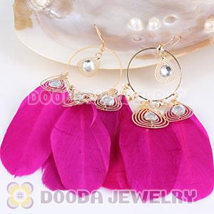 Red Basketball Wives Feather Hoop Earrings Wholesale