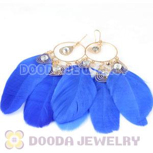 Blue Basketball Wives Feather Hoop Earrings Wholesale