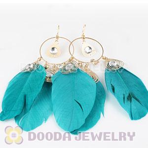 Blue Basketball Wives Feather Hoop Earrings Wholesale
