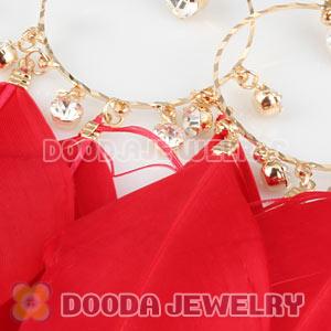 Red Basketball Wives Feather Hoop Earrings Wholesale