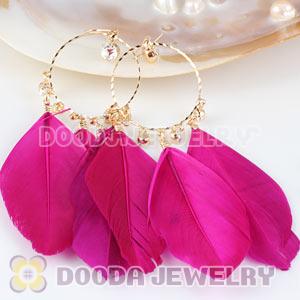 Peach Basketball Wives Feather Hoop Earrings Wholesale